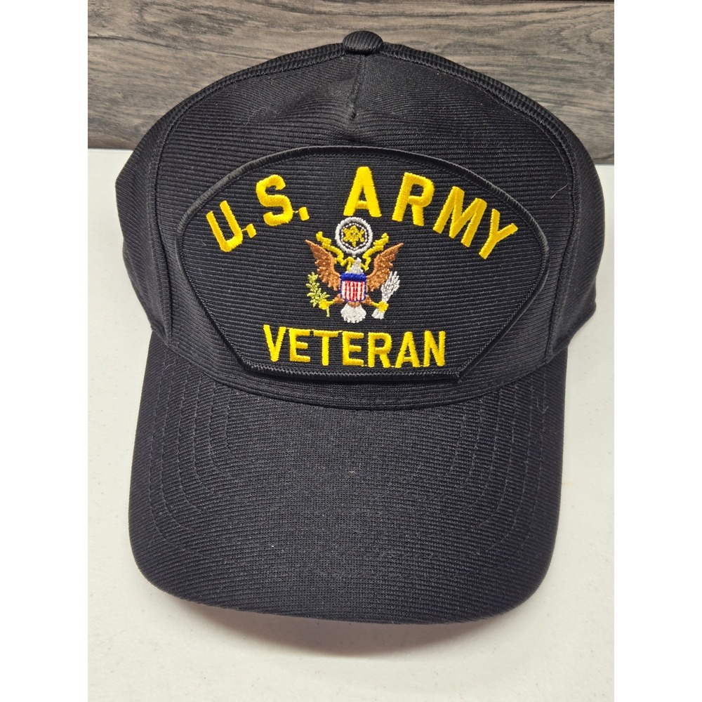 Vtg Eagle Crest US Army Veteran Hat Black Snapback Baseball Cap USA Mens new
